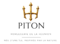 Logo en or, trident avec 6 fourches. PITON (H1) Horlogerie de la réunion (H2) née d'un île, inspirée par la nature (H3)